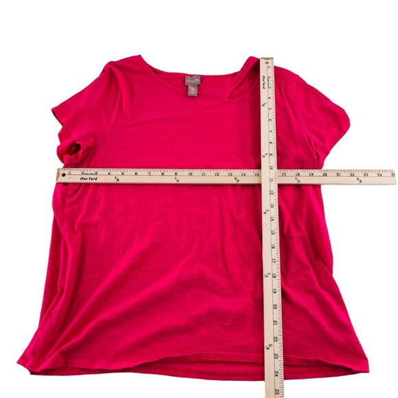 Chico's Women's V-Neck Pink T-Shirt Size 2 Large Cotton Blend Casual Cozy Soft T - Picture 4 of 5
